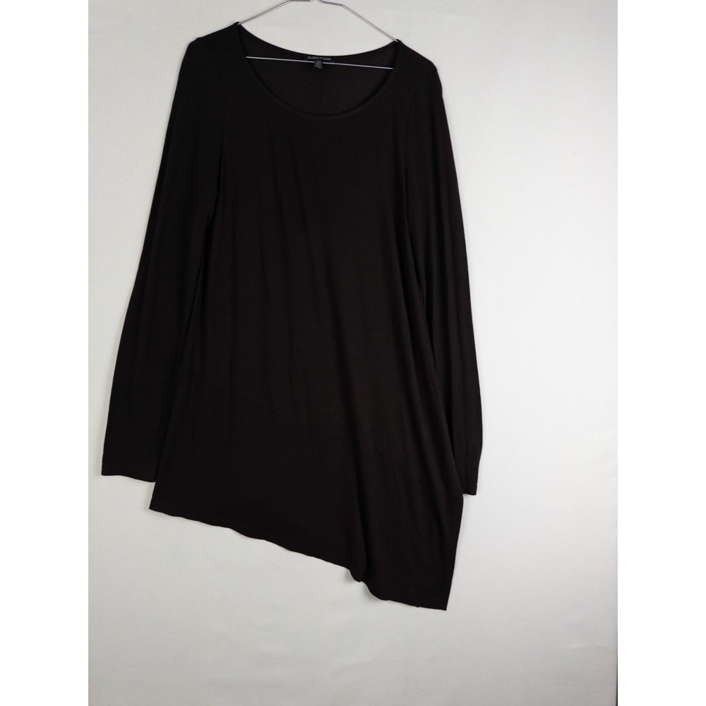 Eileen Fisher Dress Womens SP Brown Assymetrical Minimalist‎ Solid Midi